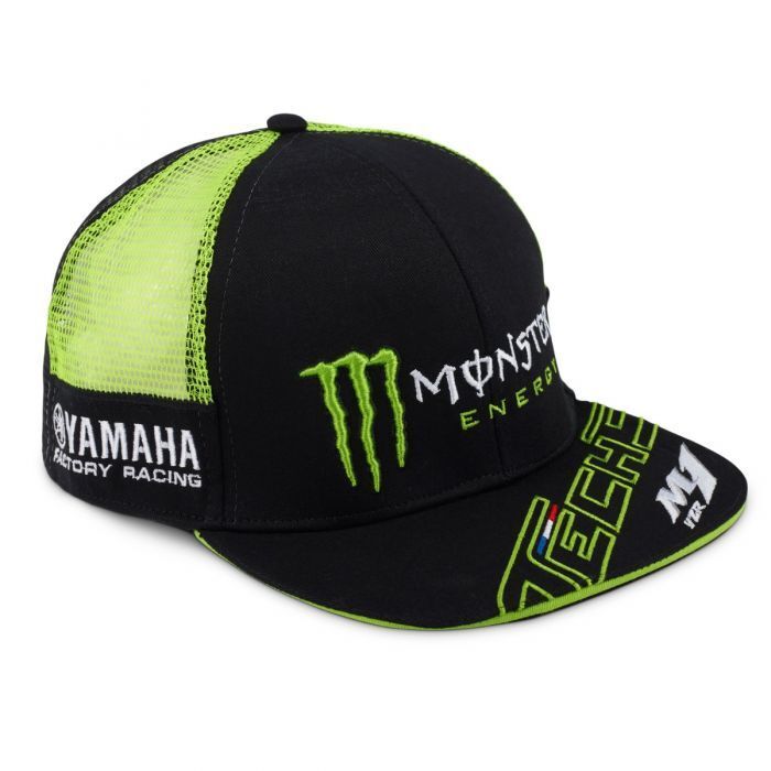 Official Tech 3 Monster Yamaha Flat Peak Mesh Baseball Cap -18T3M-Bbc-Green-Fp