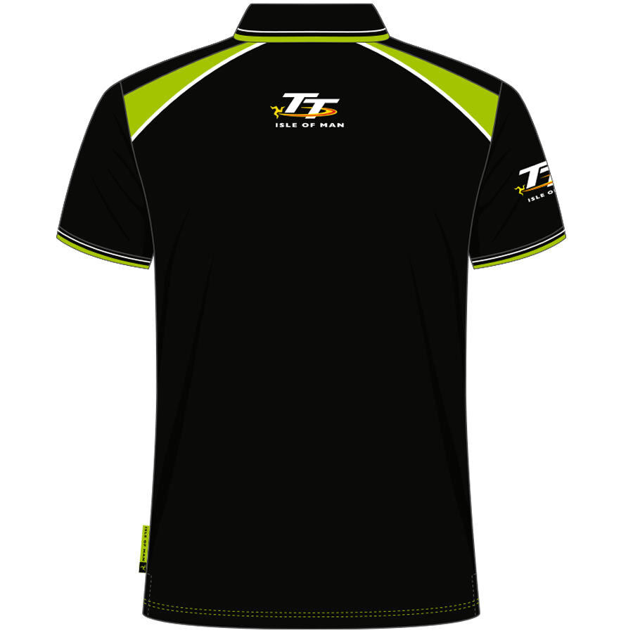 Official Isle Of Man TT Races Black / Green Polo Shirt - 19Ap2