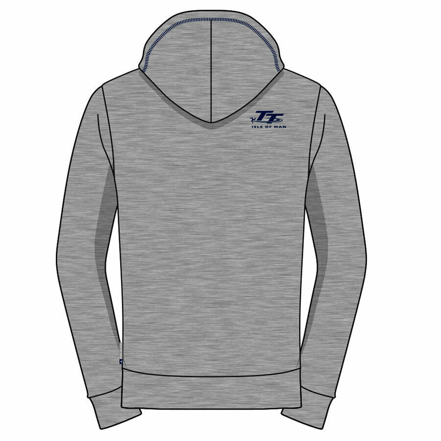 Isle Of Man TT Races Official Grey And Navy Pull Over Hoodie - 19Ah6