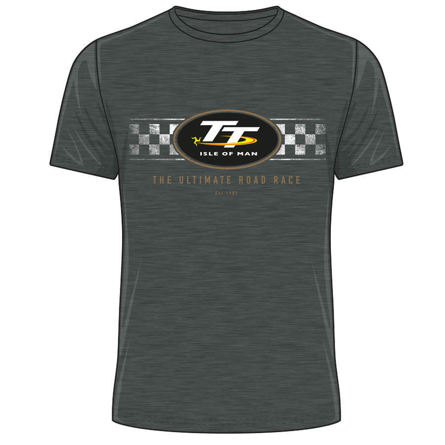Official Isle Of Man TT Races Dark Heather Retro T'Shirt - 19Ats5