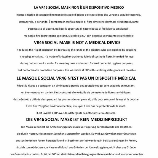 VR46 Official Valentino Rossi Kid's Social Mask Yellow - Vruma 407511