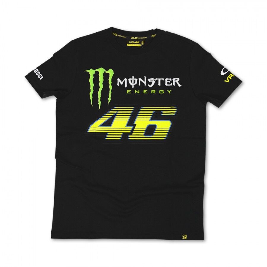 New Official Valentino Rossi VR46 Monster No.46 T-Shirt Black - Momts 114604
