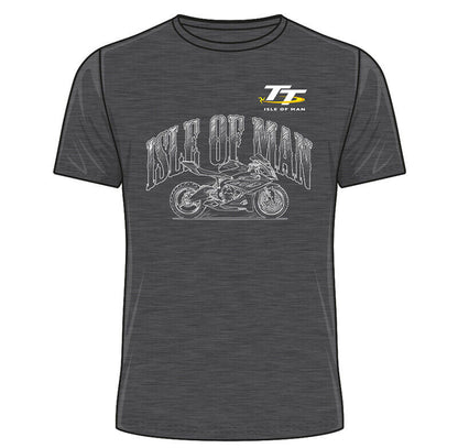 Official Isle Of Man TT Races Dark Heather Sketched T'Shirt - 20Ats20Dh