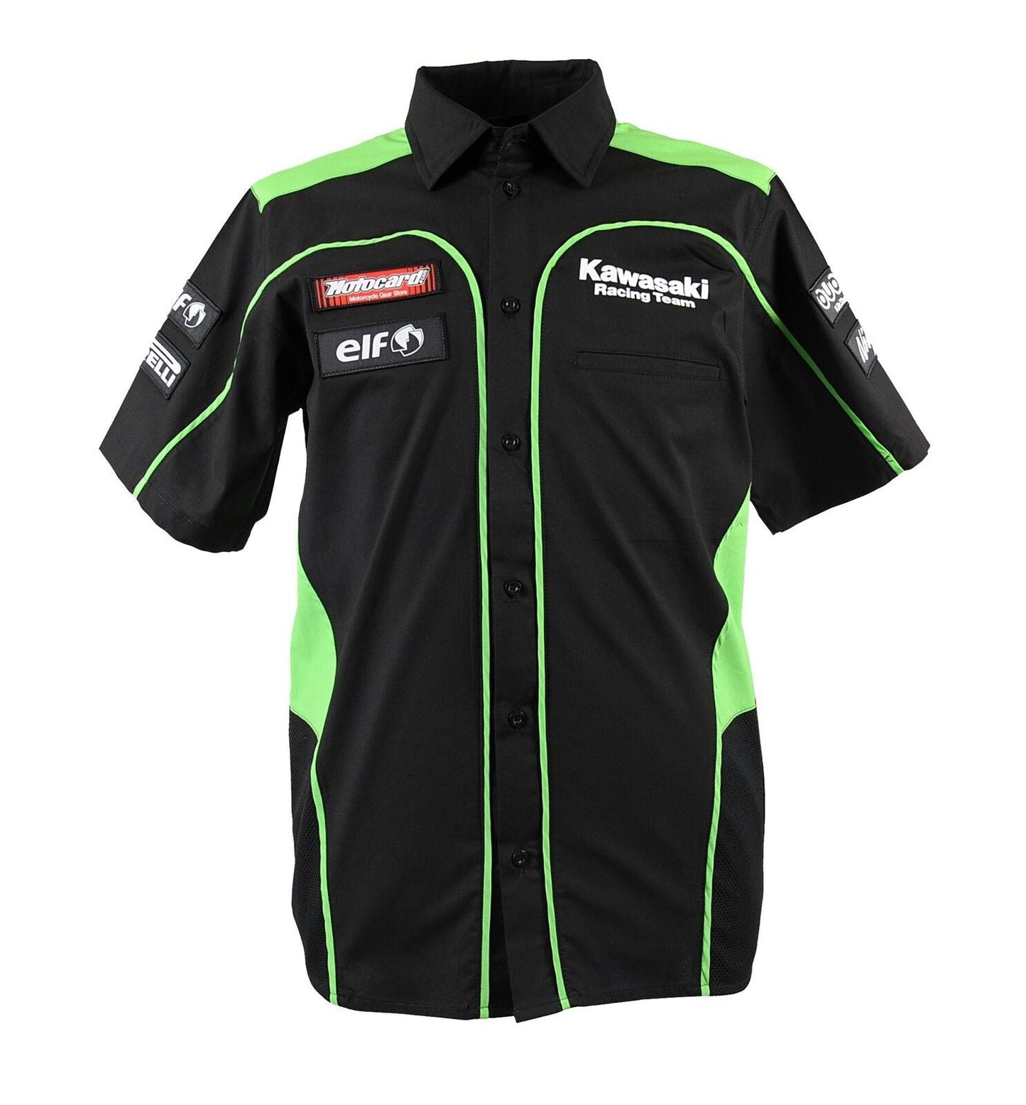 New Official Kawasaki Motocard Team Race Wear Black/Green Shirt 15 91505