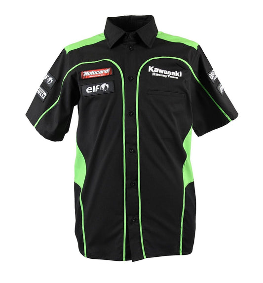 New Official Kawasaki Motocard Team Race Wear Black/Green Shirt 15 91505