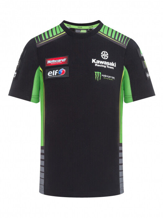 Official Kawasaki Motocard Team Race Wear Black/Green T Shirt - 19 31501