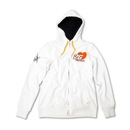 Official Dani Pedrosa Womans White No.26 Zip Up Hoodie - Dpwfl 757 06