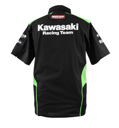 New Official Kawasaki Motocard Team Race Wear Black/Green Shirt 15 91505