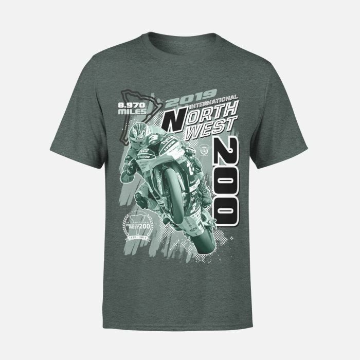 Official 2019 North West 200 Dark Heather Printed T Shirt - 19Nw-637At
