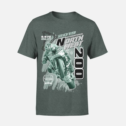Official 2019 North West 200 Dark Heather Printed T Shirt - 19Nw-637At
