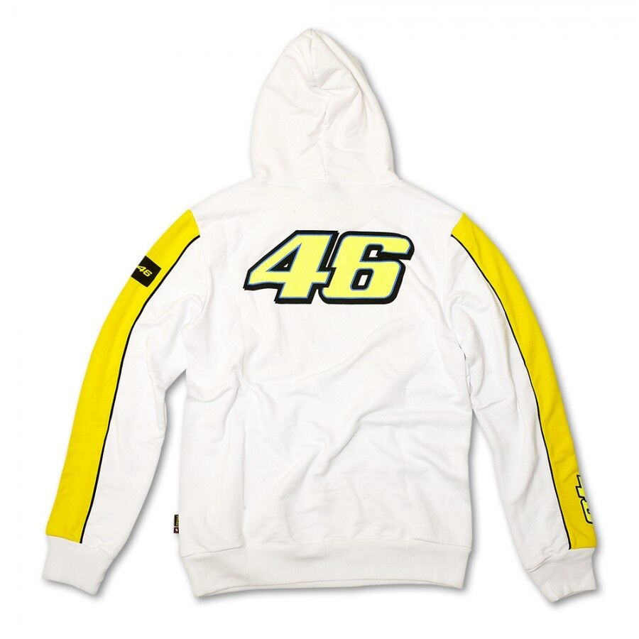 Official Valentino Rossi VR46 Sun And Moon White Hoodie Fleece - Vrmfl 51806