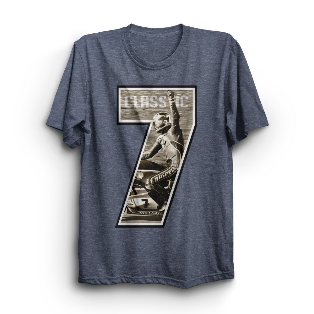 Barry Sheene Classic Heather No. 7 T Shirt -18Hl-459At-Heather Navy