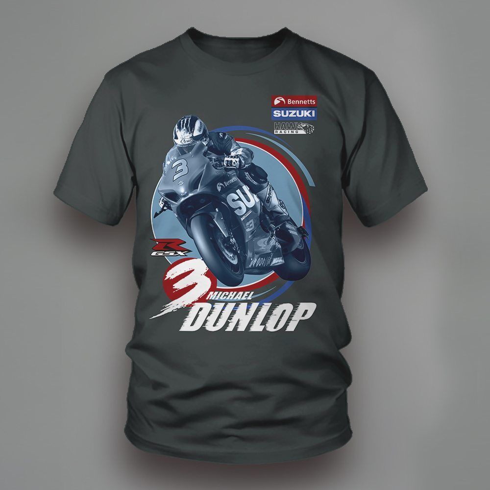 Official Bennetts Suzuki Michael Dunlop Charcoal Grey T Shirt - 17Sbsb-363At