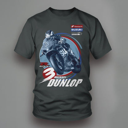 Official Bennetts Suzuki Michael Dunlop Charcoal Grey T Shirt - 17Sbsb-363At