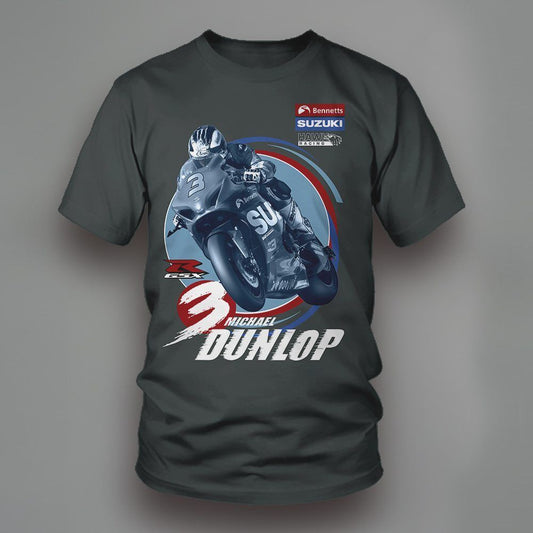 Official Bennetts Suzuki Michael Dunlop Charcoal Grey T Shirt - 17Sbsb-363At