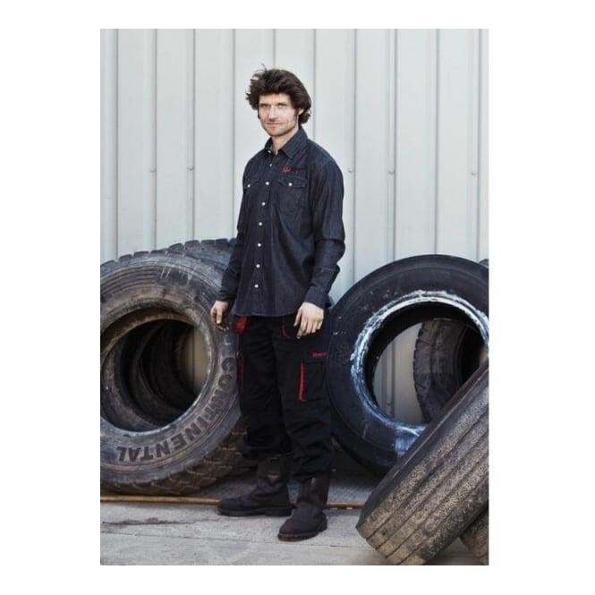 Official Guy Martin 'spannerswarm' Long Sleeve Black Denim Shirt - Rtgl00361