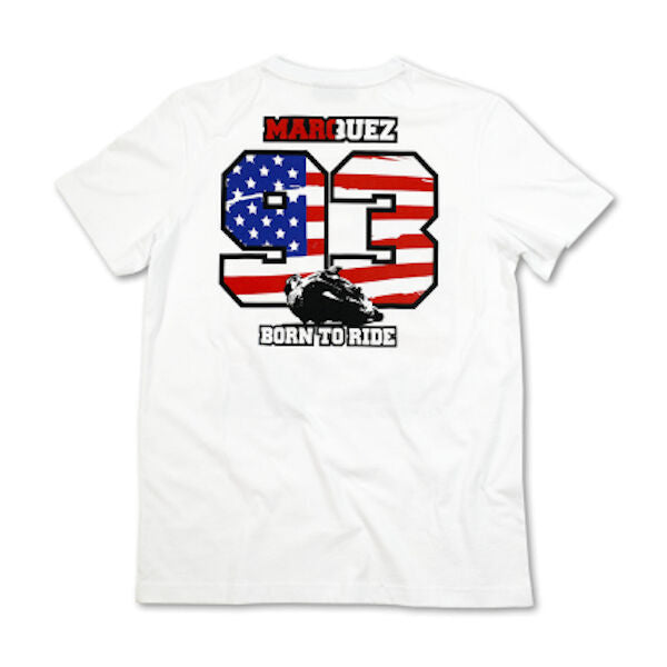 New Official Marc Marquez Born To Ride Usa White T'Shirt - Mmmts Usa 06