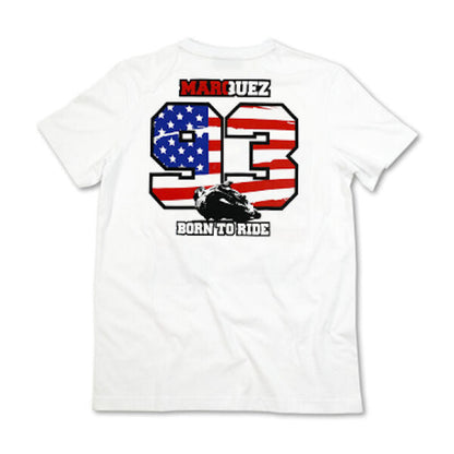 New Official Marc Marquez Born To Ride Usa White T'Shirt - Mmmts Usa 06