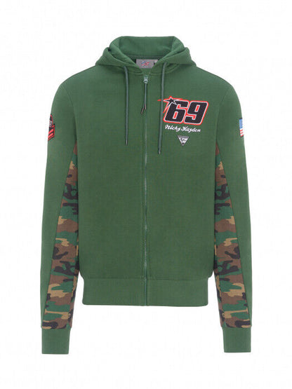 Official Nicky Hayden 69 Green Camo Full Zip Hoodie - 19 24001