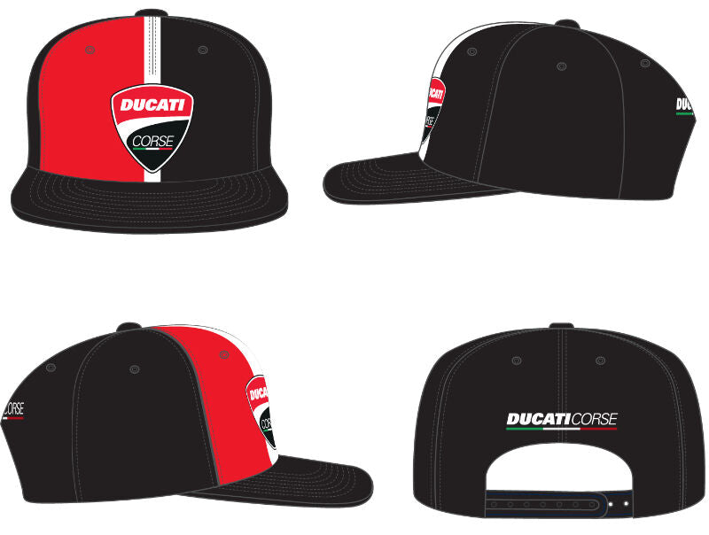 Official Ducati Corse Flat Visor Black Cap - 17 46005