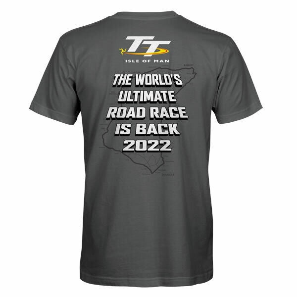Official Isle Of Man TT Races 2022 TT Is Back Charcoal T'Shirt - 22Ats10C