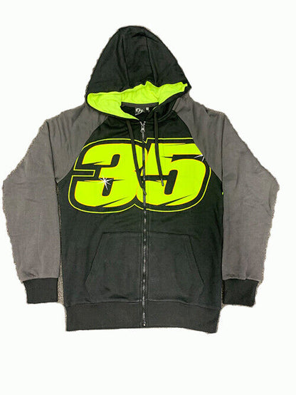 New Official Cal Crutchlow 35 Black Zip Up Hoodie Fleece - Ccmfl 345804