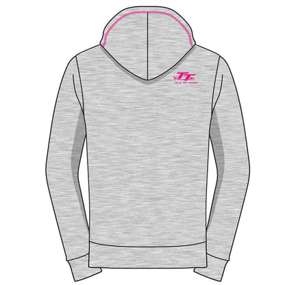 Official Isle Of Man TT Races Woman'S Grey/Pink Hoodie - 18Lgh1