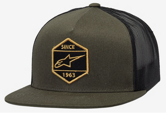 Alpinestars Bolt Truckers Flat Peak Green Baseball Cap - 1213 81014 6910