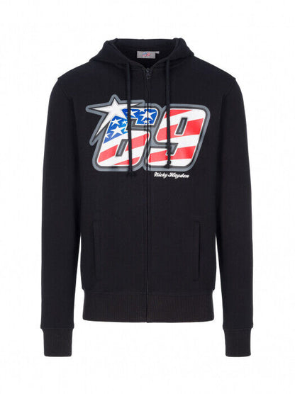 Official Nicky Hayden 69 Black Full Zip Hoodie - 20 24001