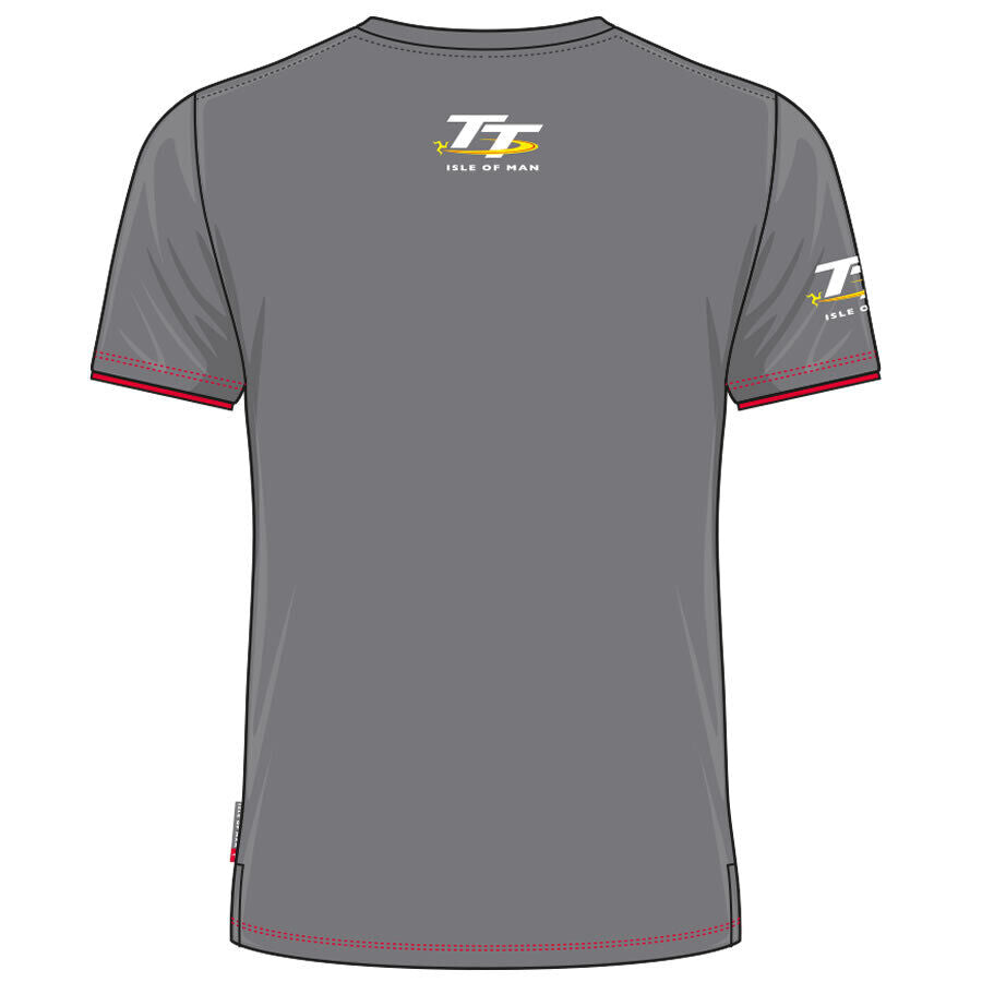 Official Isle Of Man TT Races Custom Grey Action Shot T Shirt - 19Acts3
