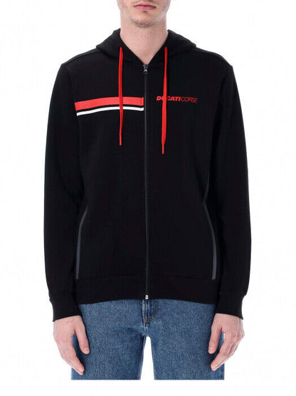 Official Ducati Corse Black Zip Up Hoodie - 23 26002