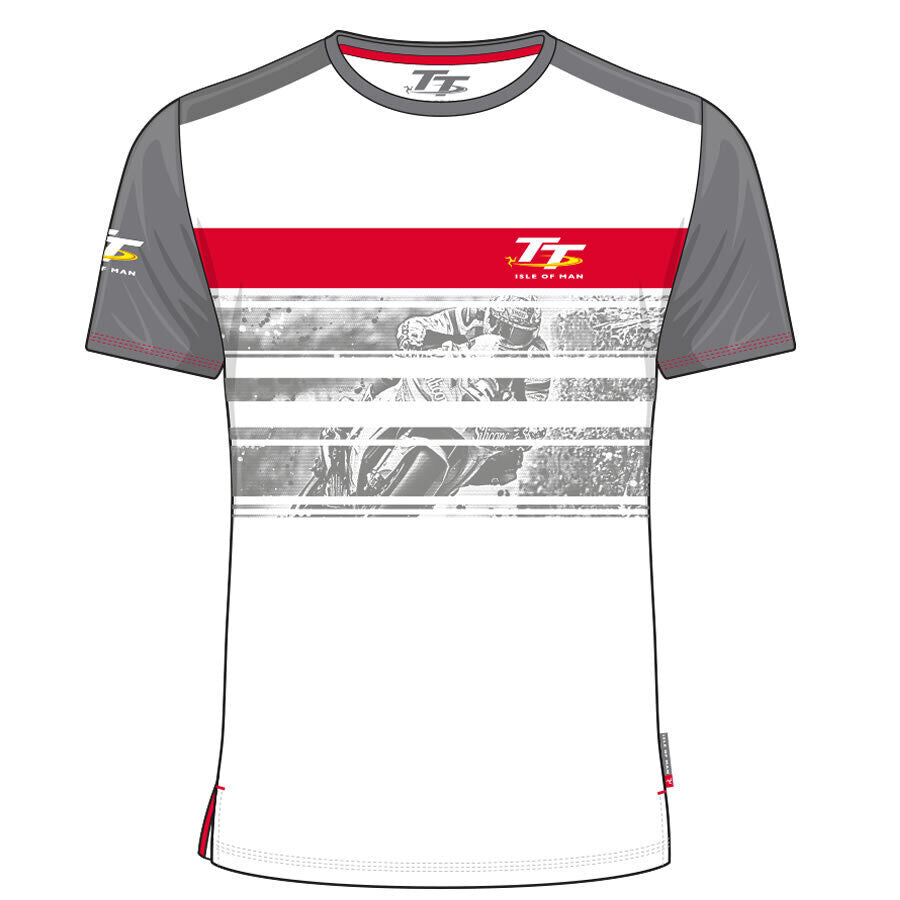 Official Isle Of Man TT Races Custom White Striped T Shirt - 19Acts5