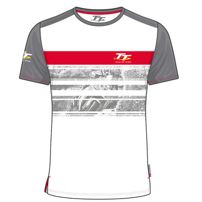 Official Isle Of Man TT Races Custom White Striped T Shirt - 19Acts5