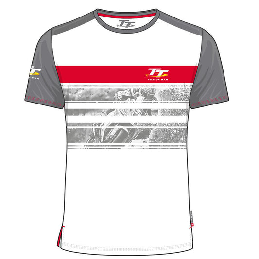 Official Isle Of Man TT Races Custom White Striped T Shirt - 19Acts5