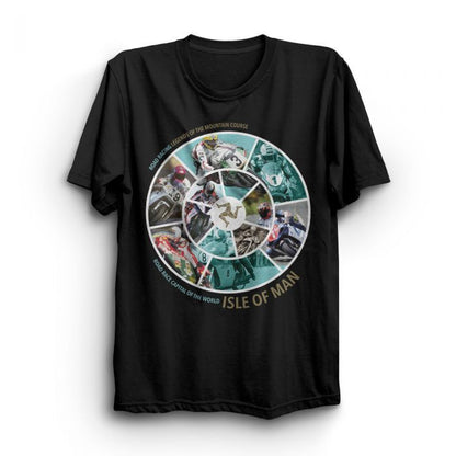 Isle Of Man Legends Wheel Printed T Shirt