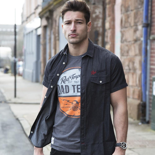 Official Guy Martin 'spannerswarm' (Men's) Black Denim Shirt - Rtgl00362