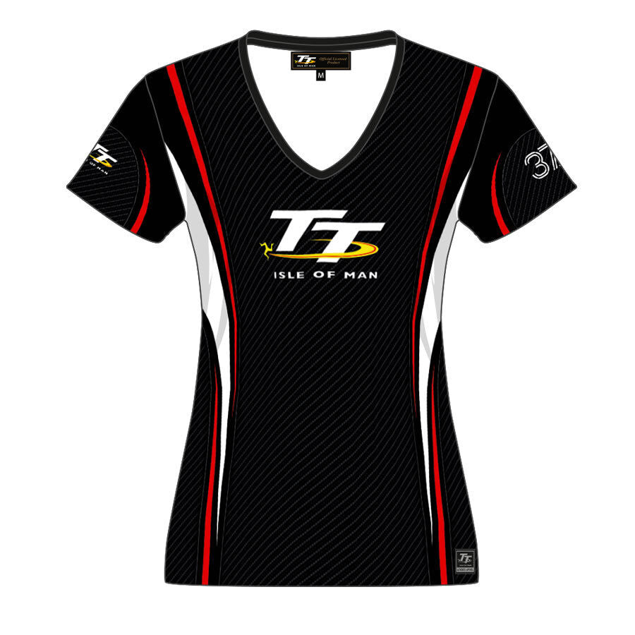 Official Isle Of Man TT Logo Striped Woman's T'Shirt - 17Laop2