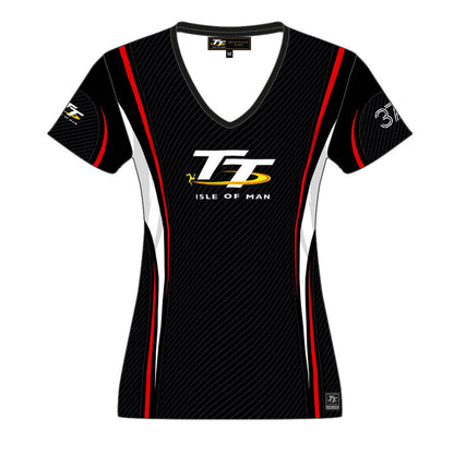Official Isle Of Man TT Logo Striped Woman's T'Shirt - 17Laop2