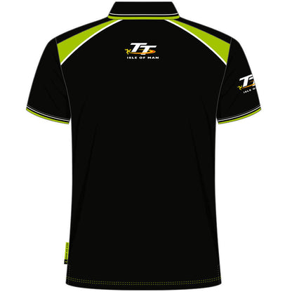 Official Isle Of Man TT Races Black / Green Polo Shirt - 19Ap2