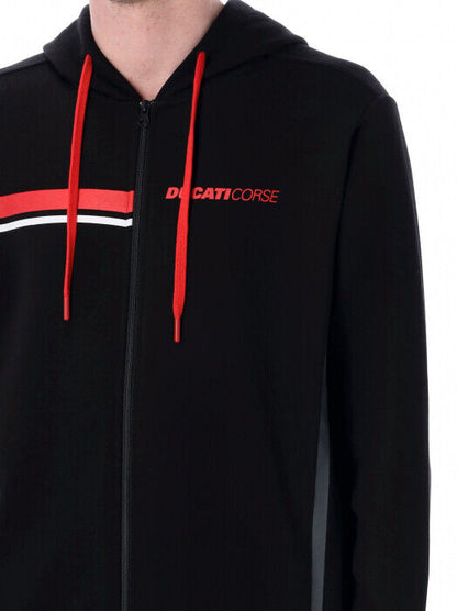 Official Ducati Corse Black Zip Up Hoodie - 23 26002