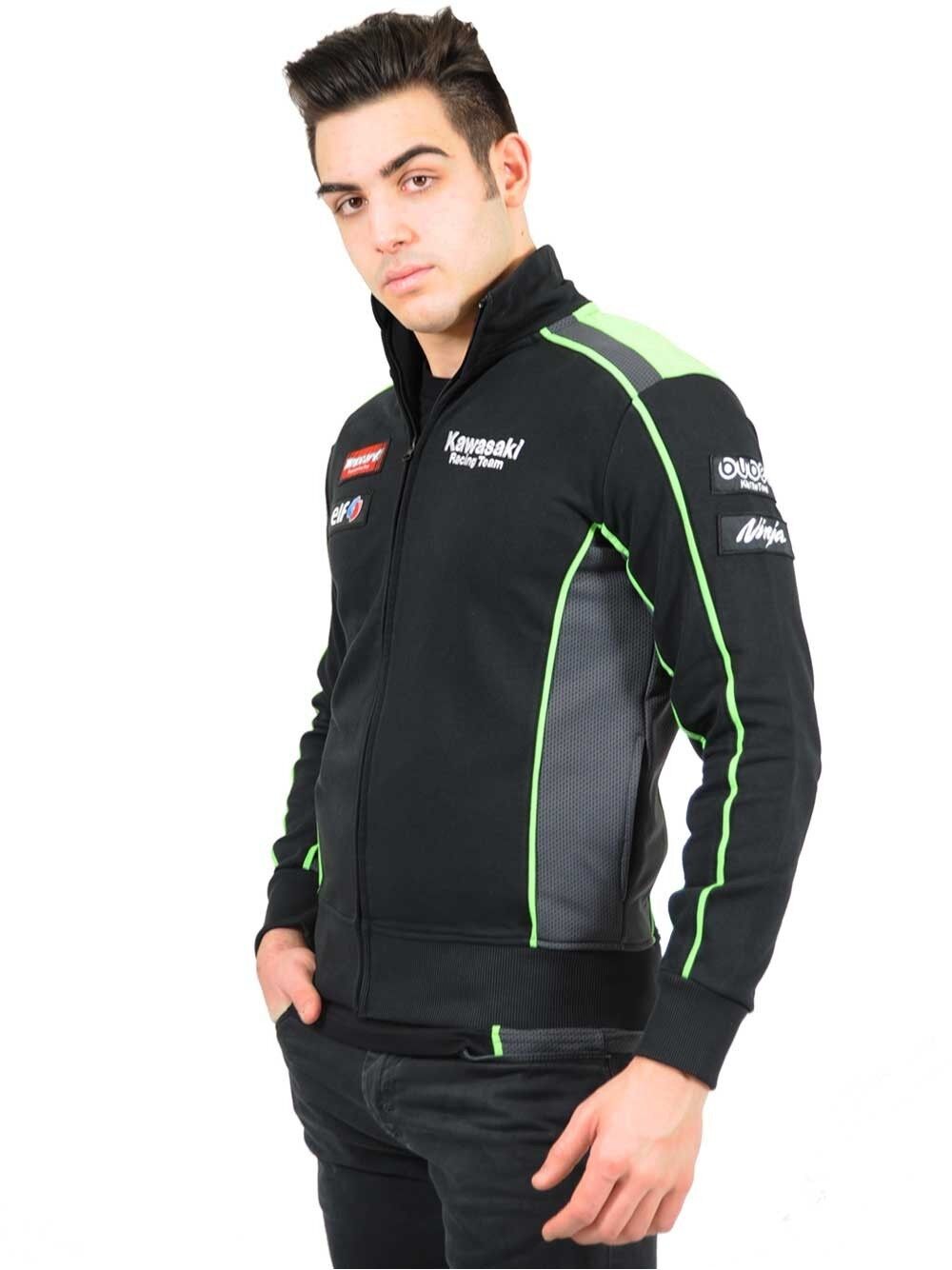 Official Kawasaki Motocard Team Black/Green Zip Up Sweatshi -16 21502