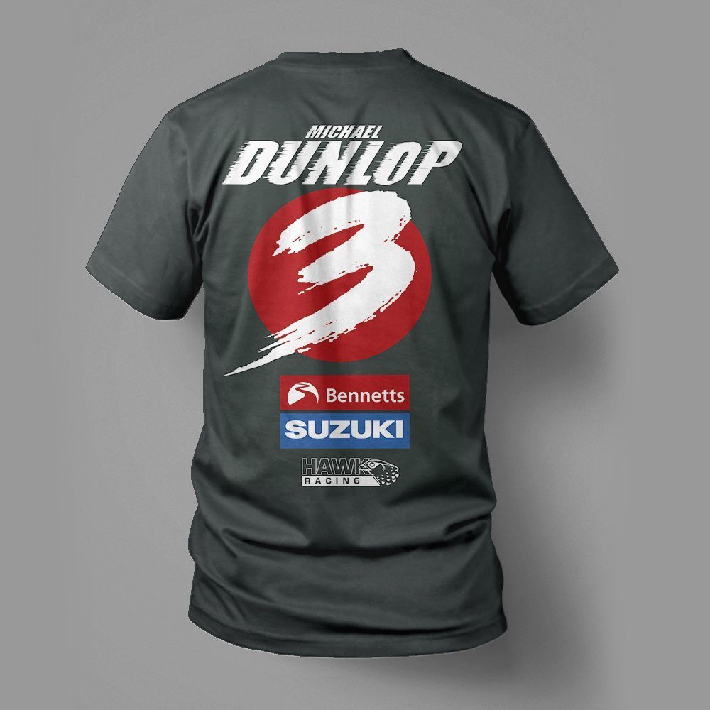 Official Bennetts Suzuki Michael Dunlop Charcoal Grey T Shirt - 17Sbsb-363At