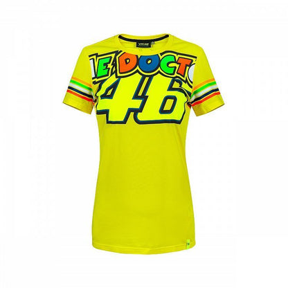 VR46 Official Valentino Rossi Yellow Stripe Womans T'Shirt - Vrwts 307001