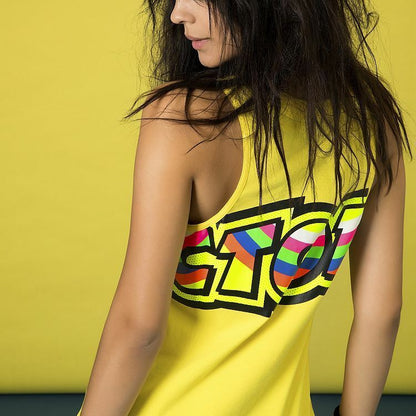 Official Valentino Rossi VR46 Yellow Woman's Tank Top - Vrwtt 307401