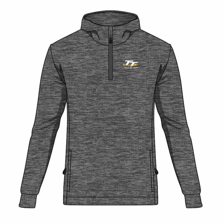 Isle Of Man TT Races Official 1/4 Zip Charcoal Hoodie - 20Ahsw