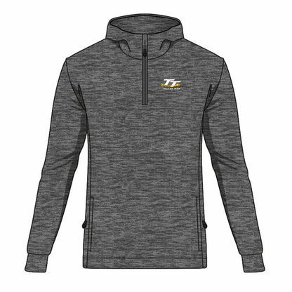 Isle Of Man TT Races Official 1/4 Zip Charcoal Hoodie - 20Ahsw