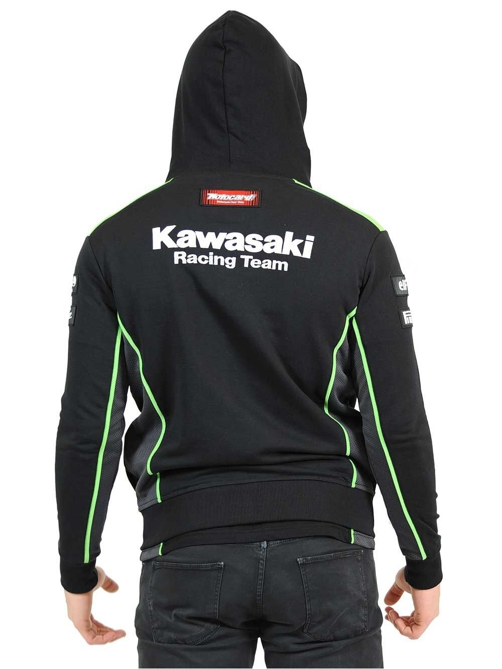 Official Kawasaki Motocard Team Black/Green Zip Up Hoodie Fleece - 16 21501