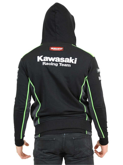 Official Kawasaki Motocard Team Black/Green Zip Up Hoodie Fleece - 16 21501