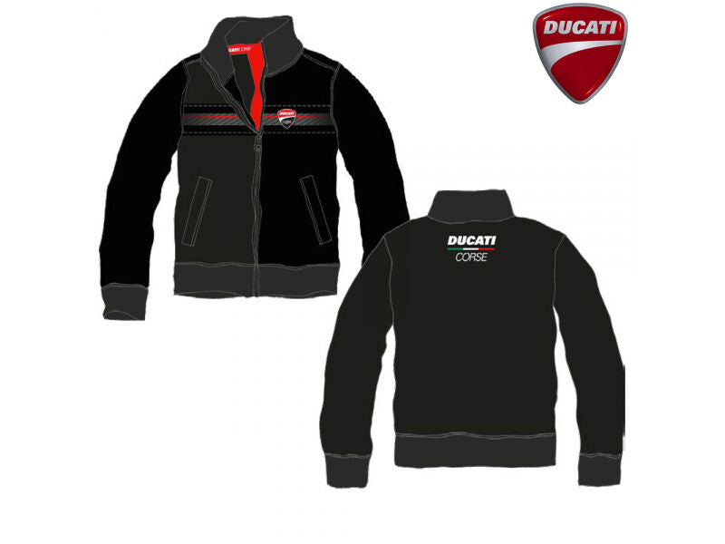 New Official Ducati Corse Black Zip Up Fleece - 13 66011