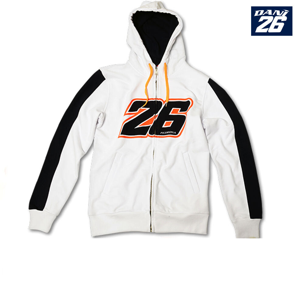 New Official Dani Pedrosa White No.26 Zip Up Hoodie - Dpmfl 751 06
